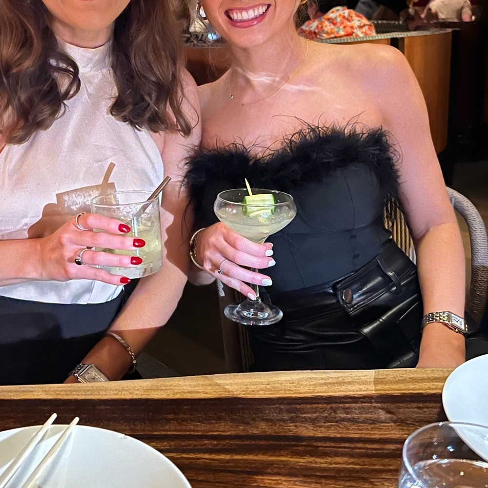 Superdown Black Strapless Feather Top - image 7